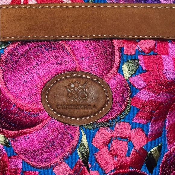 Handmade Floral Embroidered Crossbody Leather Bag NWOT